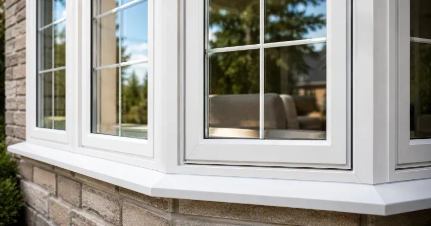 bay window alcove seating area in a living room in Crewsons Corners, Halton Hills