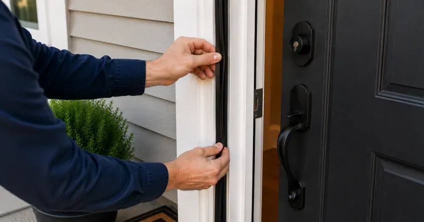 technician performing light test on door seal in Limehouse, Halton Hills