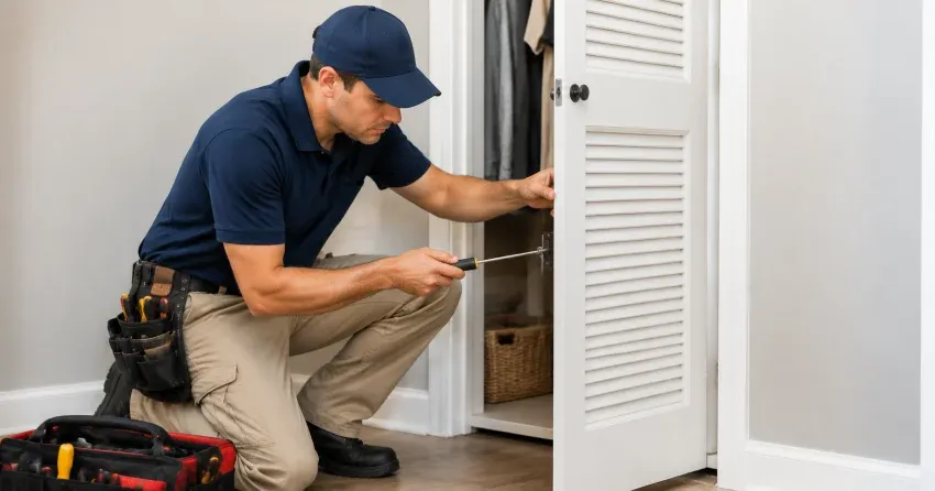 technician repairing doorbell button and wiring in Georgetown, Halton Hills
