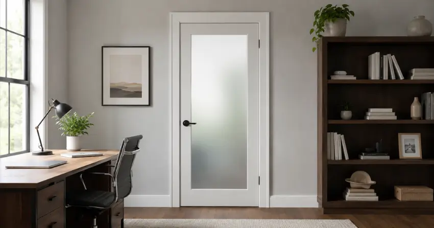 frosted interior door installed in home office in Georgetown, Halton Hills