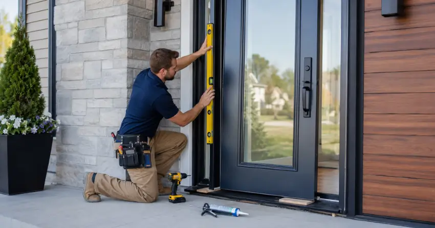 glass outside door installation with energy-efficient double-pane glazing in Limehouse, Halton Hills