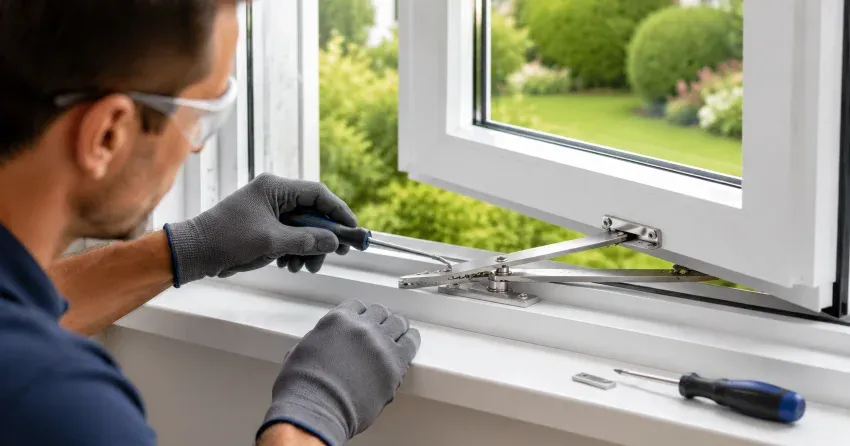 automatic door technician inspecting sensor and control panel in Crewsons Corners, Halton Hills