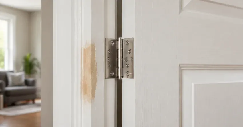 technician checking a warped door against a straightedge in Acton, Halton Hills