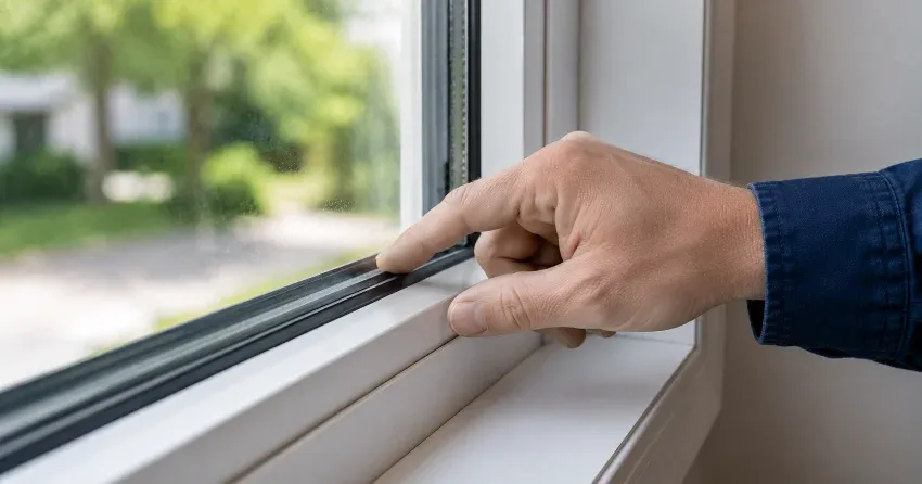technician inspecting window glass seal in Georgetown, Halton Hills